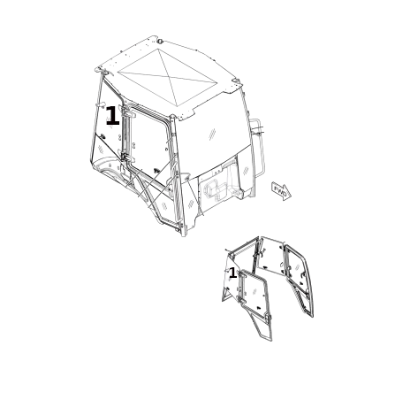 Geam Lateral pentru Buldoexcavator CAT 382-2250