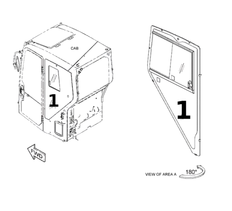 Geam Lateral Mini Excavator CAT 496-1138