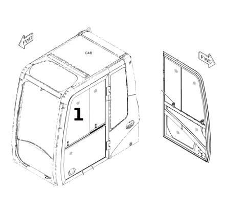 Geam Usa pentru Excavator Caterpillar 378-6571