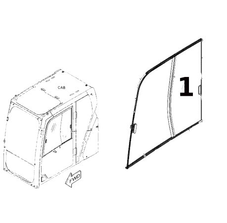 Geam Usa pentru Excavator Caterpillar 538-2252